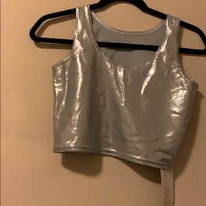 Black Milk Silver Metallic Skater Skirt and Crop